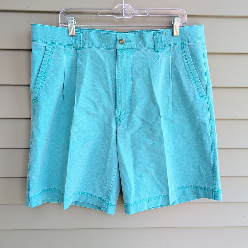 Gant Salty Dog Shorts Mens 40 Turquoise Pleated Cotton Casual Summer